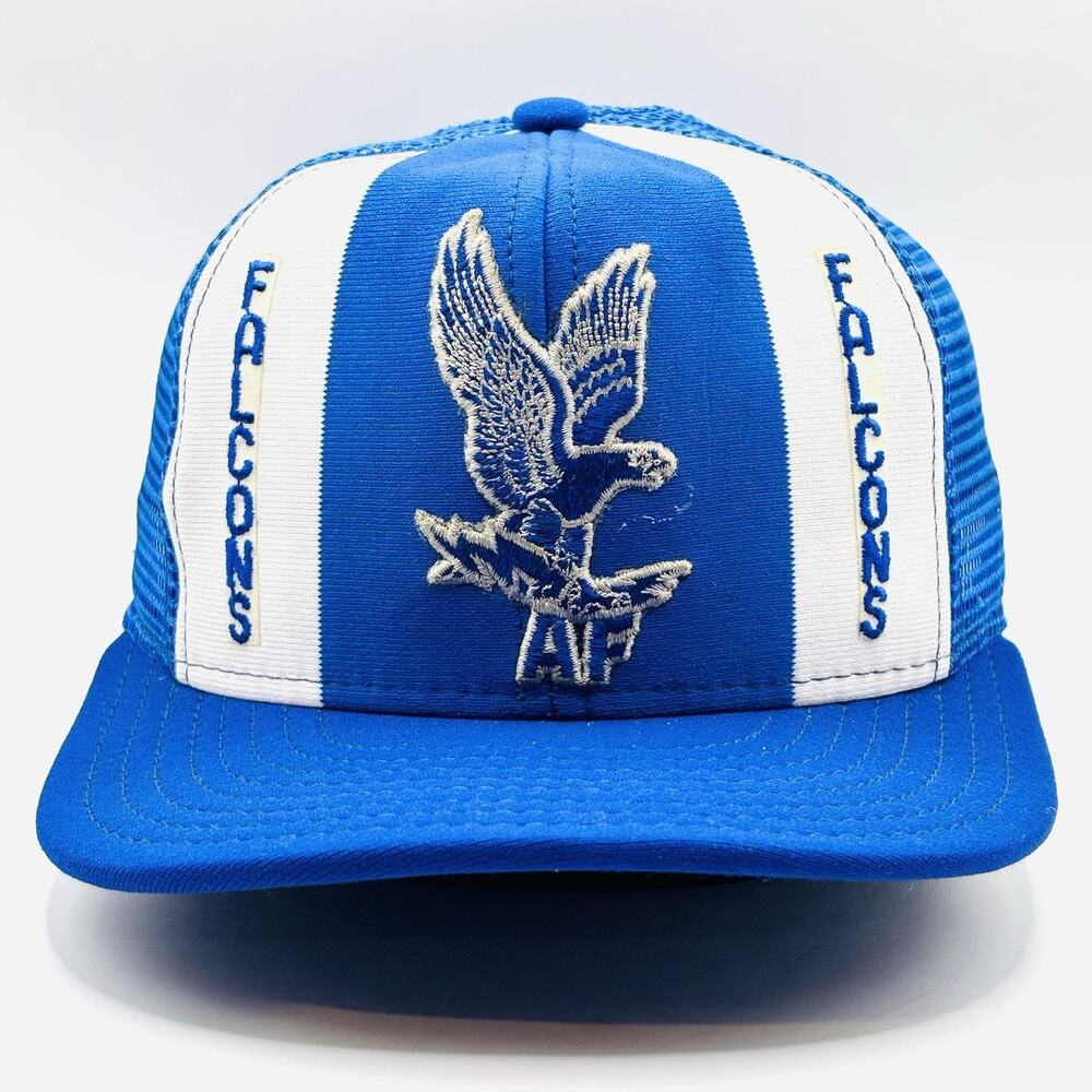 VTG Air Force Falcons Lucky Stripes NCAA Snapback Hat USAF Mesh Trucker Cap 80s